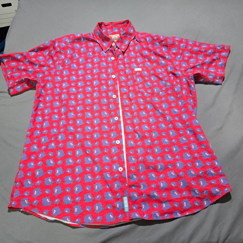 Dixxon Flannel Co Rosa Muerta Party Shirt Mens XL Red Blue Skull Rose D-Lite